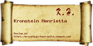 Kronstein Henrietta névjegykártya